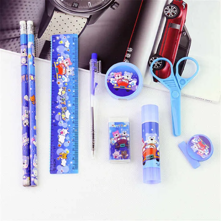 أقلام برسومات كرتونية ممحاة ممحاة مبراة . Cartoon Pencil Eraser Eraser Sharpener 9 in 1 Stationery