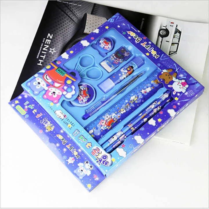أقلام برسومات كرتونية ممحاة ممحاة مبراة . Cartoon Pencil Eraser Eraser Sharpener 9 in 1 Stationery