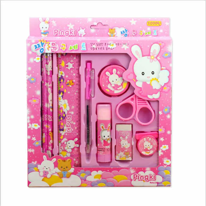 أقلام برسومات كرتونية ممحاة ممحاة مبراة . Cartoon Pencil Eraser Eraser Sharpener 9 in 1 Stationery
