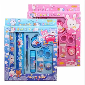 أقلام برسومات كرتونية ممحاة ممحاة مبراة . Cartoon Pencil Eraser Eraser Sharpener 9 in 1 Stationery