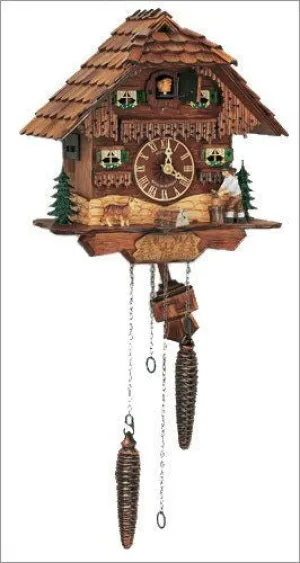 10" Wood Chopper Antique Black Forest German Cuckoo Clock
