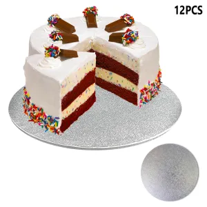 12 Pack Silver Round Cake Drums 12" Sturdy Boards Circle Base Cardboard Trays