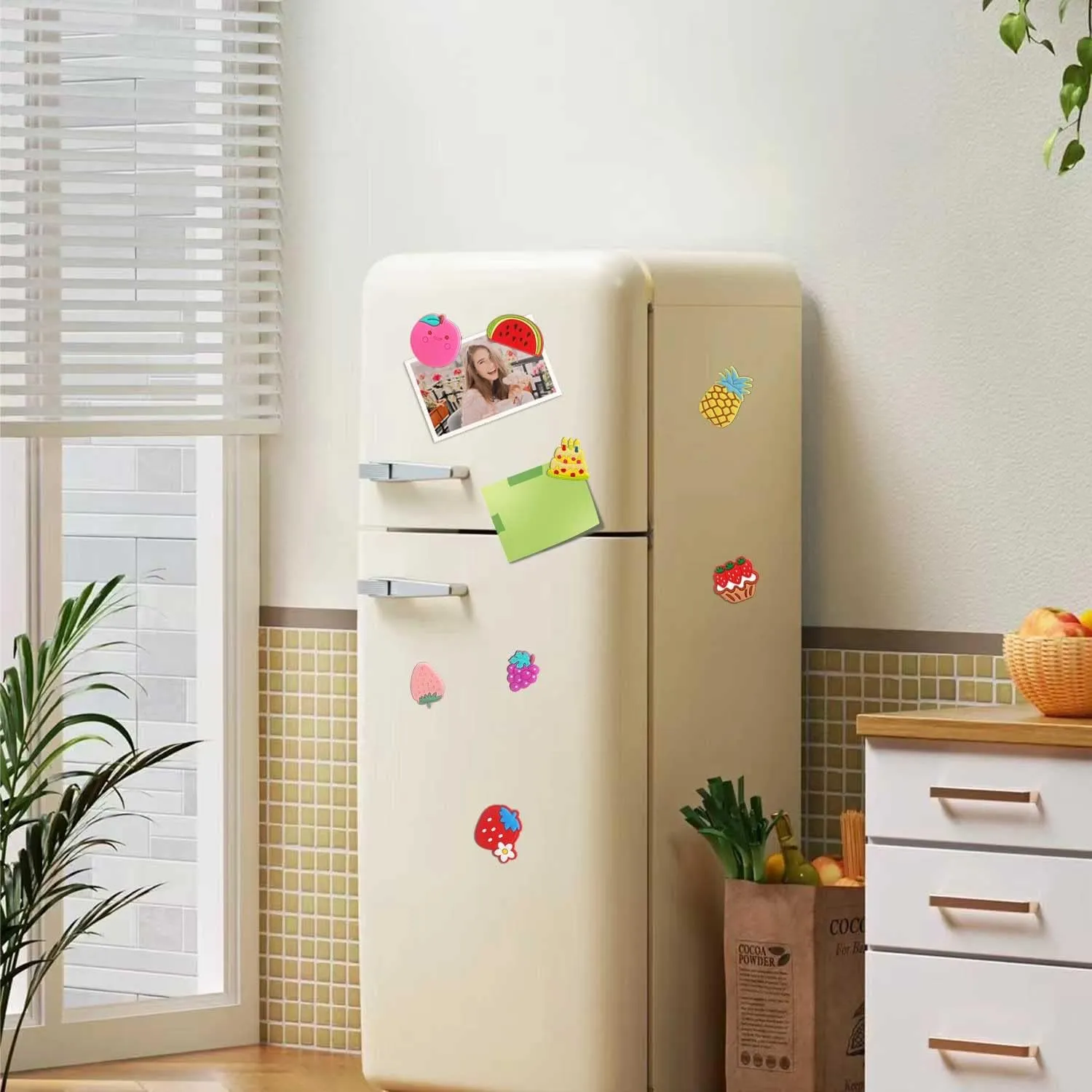 16Pcs 3D Cartoon Fridge Magnets for Kids, Fun Learning with Colorful Fruits & Desserts, Durable, Soft PVC - Perfect for Home, Office, School Use