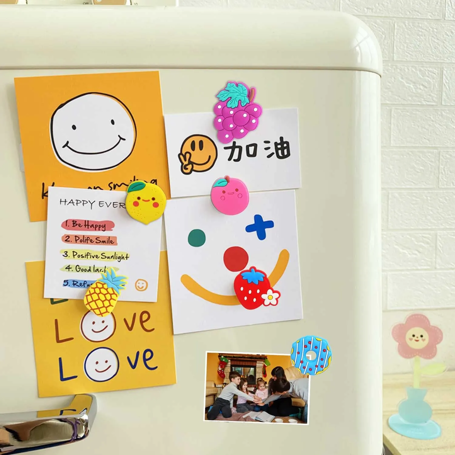 16Pcs 3D Cartoon Fridge Magnets for Kids, Fun Learning with Colorful Fruits & Desserts, Durable, Soft PVC - Perfect for Home, Office, School Use