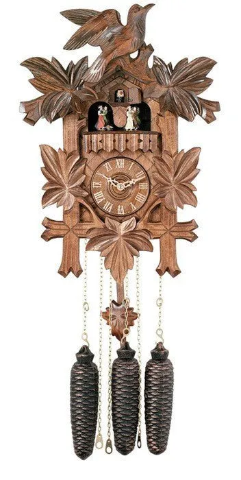 5 Hand-carved Birds, Dancers, Maple Leaves 8 Day Musical Cuckoo Clock