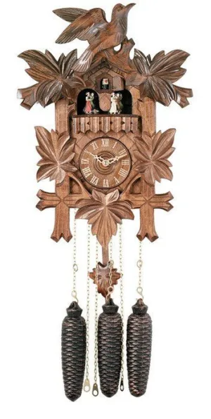 5 Hand-carved Birds, Dancers, Maple Leaves 8 Day Musical Cuckoo Clock
