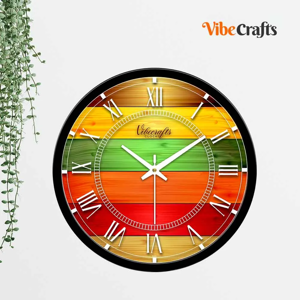 Abstract colorful Wood Printed Designer Wall Clock