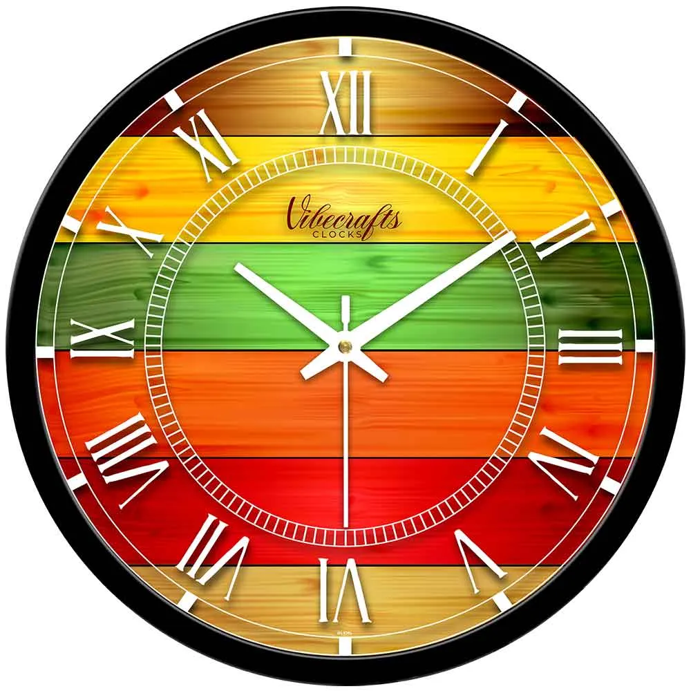 Abstract colorful Wood Printed Designer Wall Clock