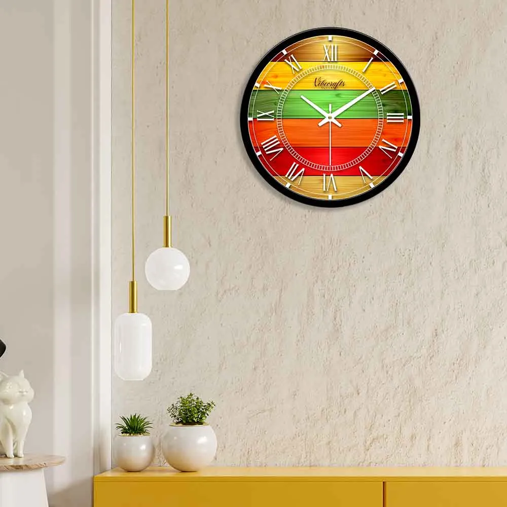Abstract colorful Wood Printed Designer Wall Clock