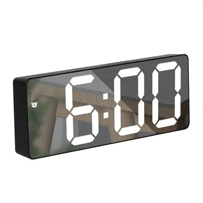 Acrylic/Mirror Digital Alarm Clock Voice Control (Powered By Battery) Table Clock Snooze Night Mode 12/24H Electronic LED Clocks