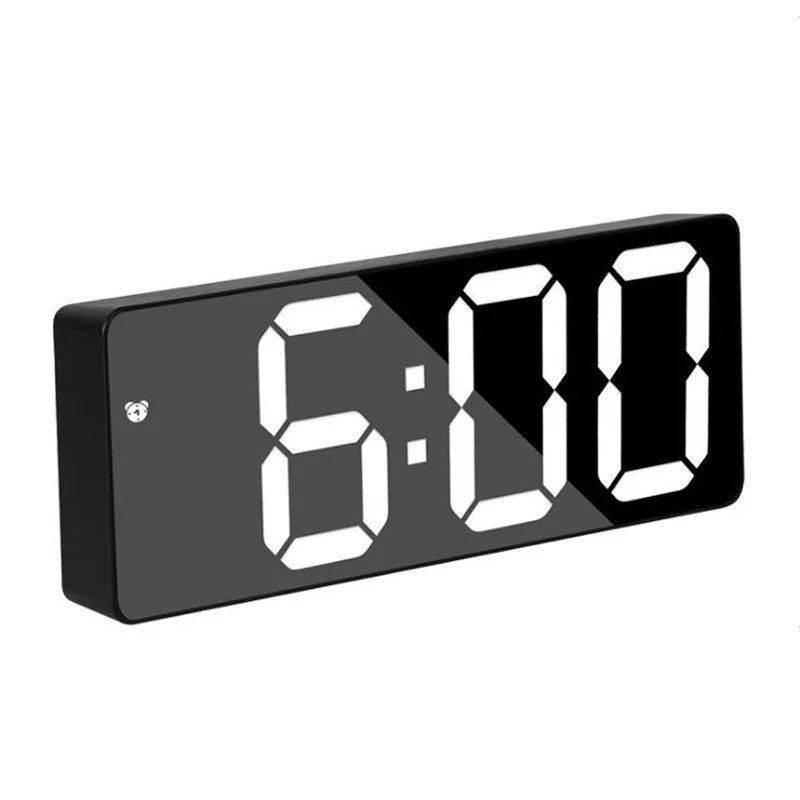 Acrylic/Mirror Digital Alarm Clock Voice Control (Powered By Battery) Table Clock Snooze Night Mode 12/24H Electronic LED Clocks