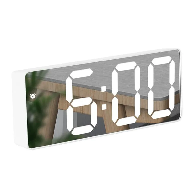 Acrylic/Mirror Digital Alarm Clock Voice Control (Powered By Battery) Table Clock Snooze Night Mode 12/24H Electronic LED Clocks