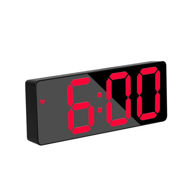 Acrylic/Mirror Digital Alarm Clock Voice Control (Powered By Battery) Table Clock Snooze Night Mode 12/24H Electronic LED Clocks