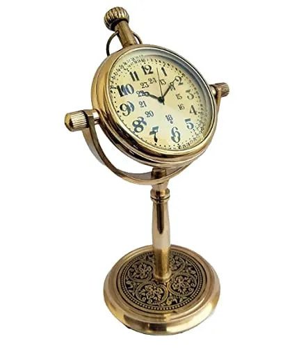 AHSKY Time Instruments Pure Brass Stand Clock Table Desk Clock with New Modern Designer Clock