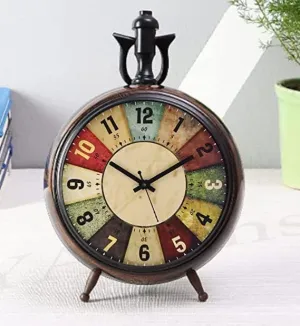 AHSKY Time Instruments Table Clock Antique Wooden dial 4 inch Brown Colour 6"