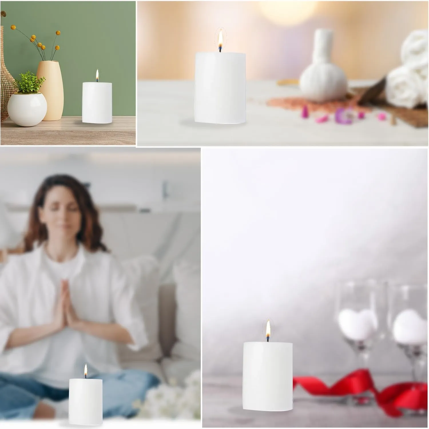 Amazon Brand - Solimo Poured Pillar Candles for Home Décor and Gifting (Set of 3)