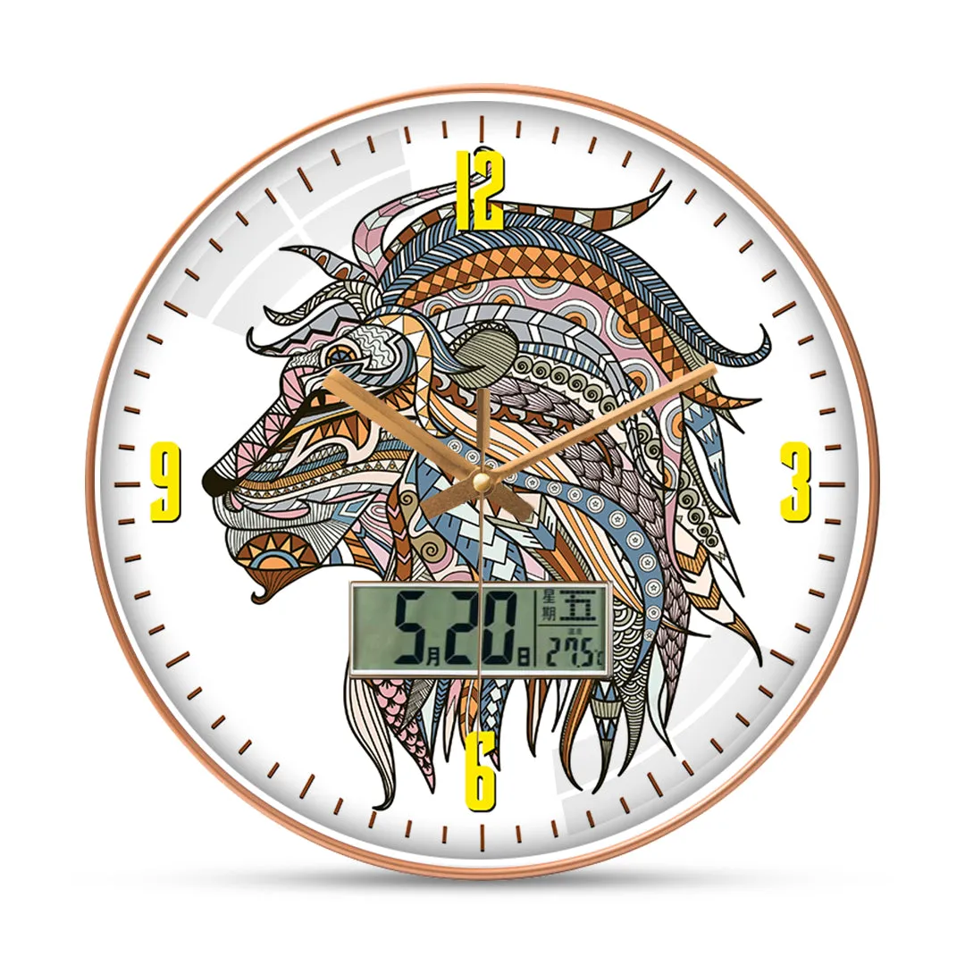 Arty lion wall clock