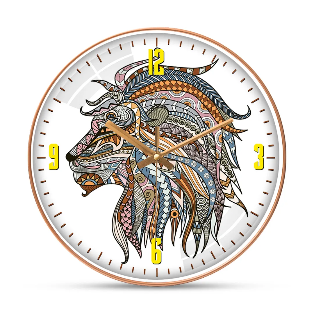 Arty lion wall clock