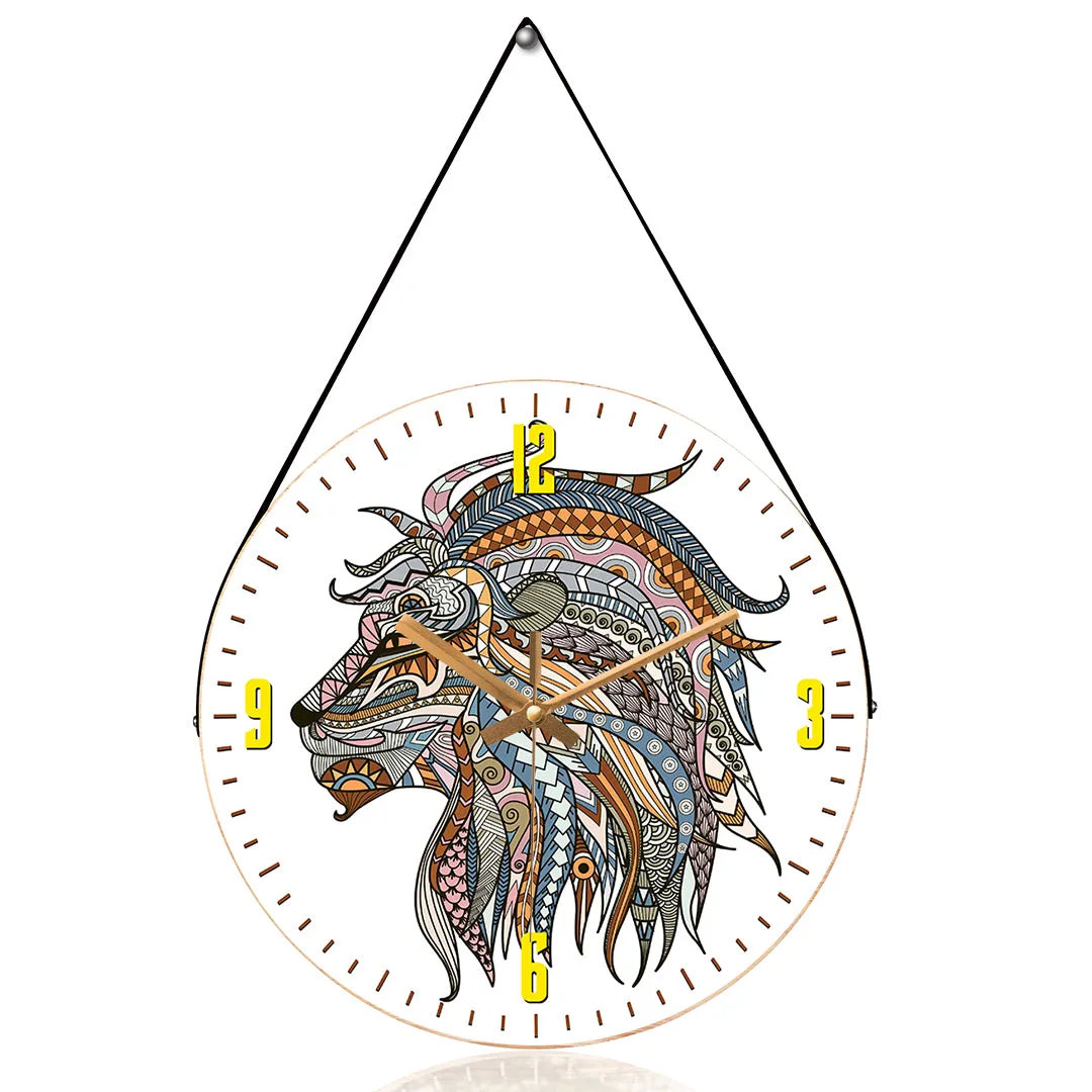 Arty lion wall clock