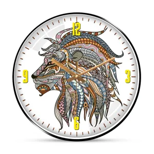 Arty lion wall clock
