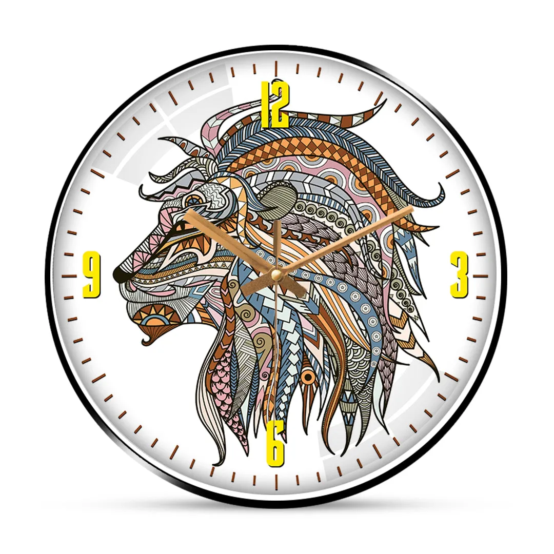 Arty lion wall clock