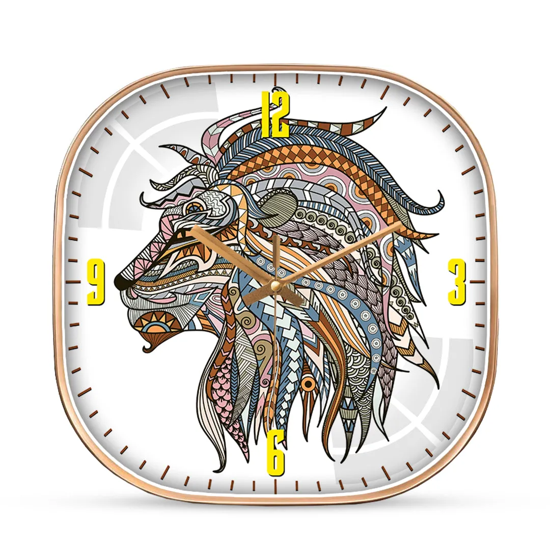 Arty lion wall clock