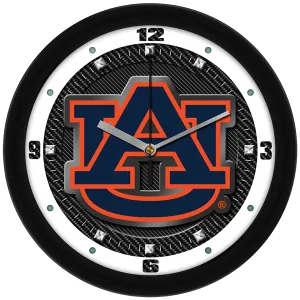 Auburn Tigers Wall Clock - Carbon Fiber Textured