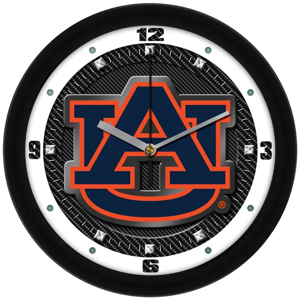 Auburn Tigers Wall Clock - Carbon Fiber Textured