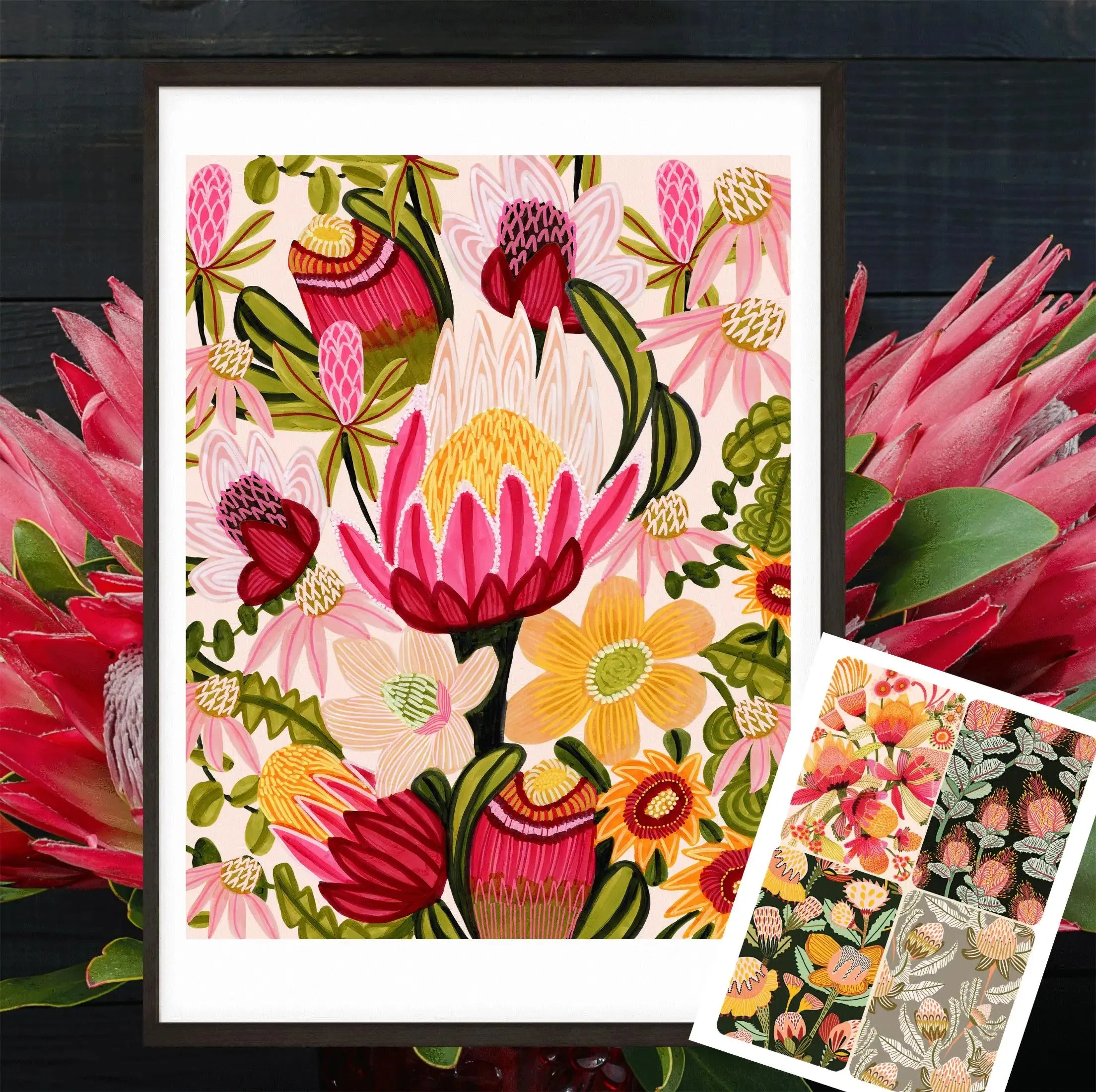 Australian Flowers Wall Art Gift Set