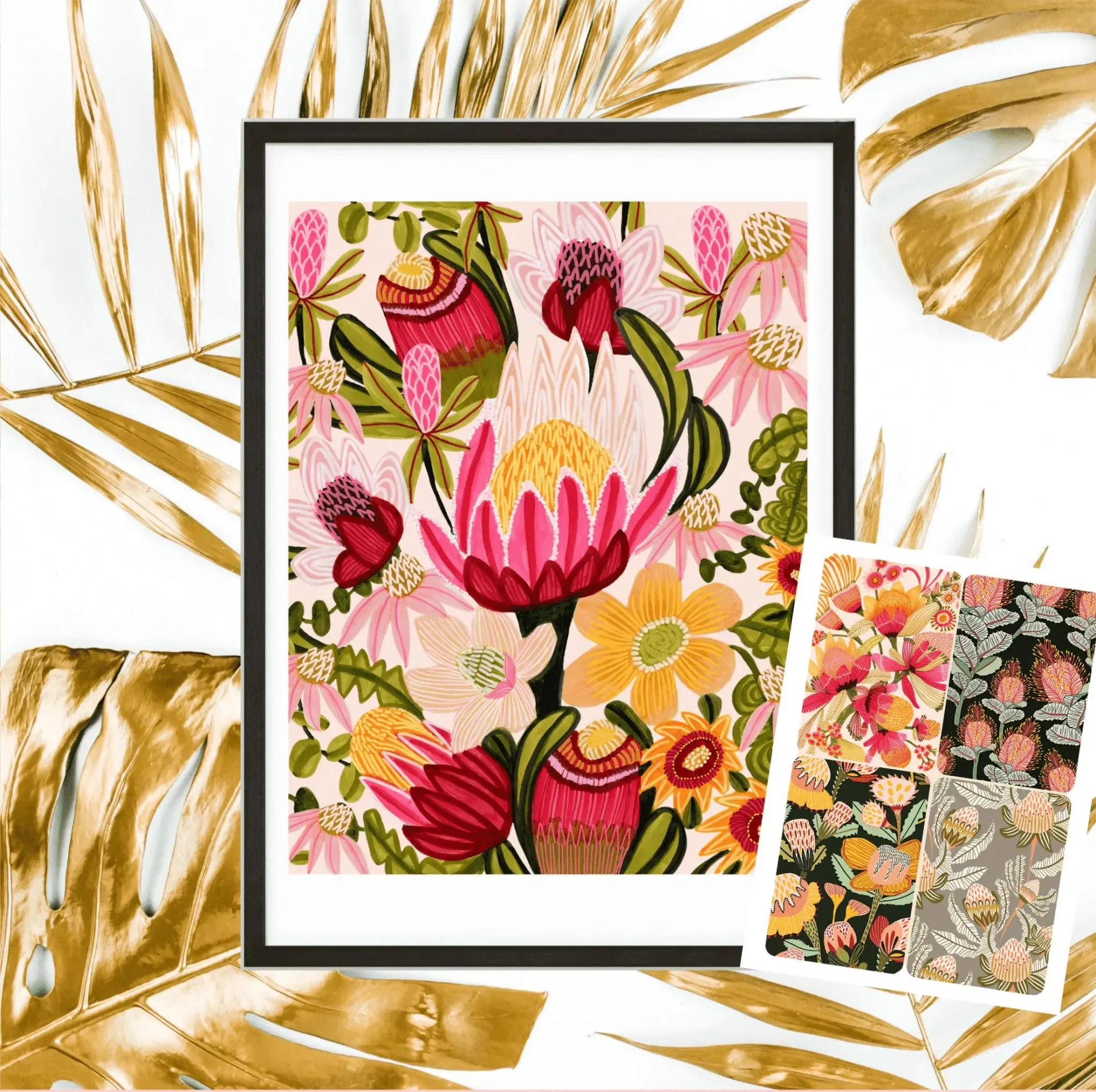 Australian Flowers Wall Art Gift Set
