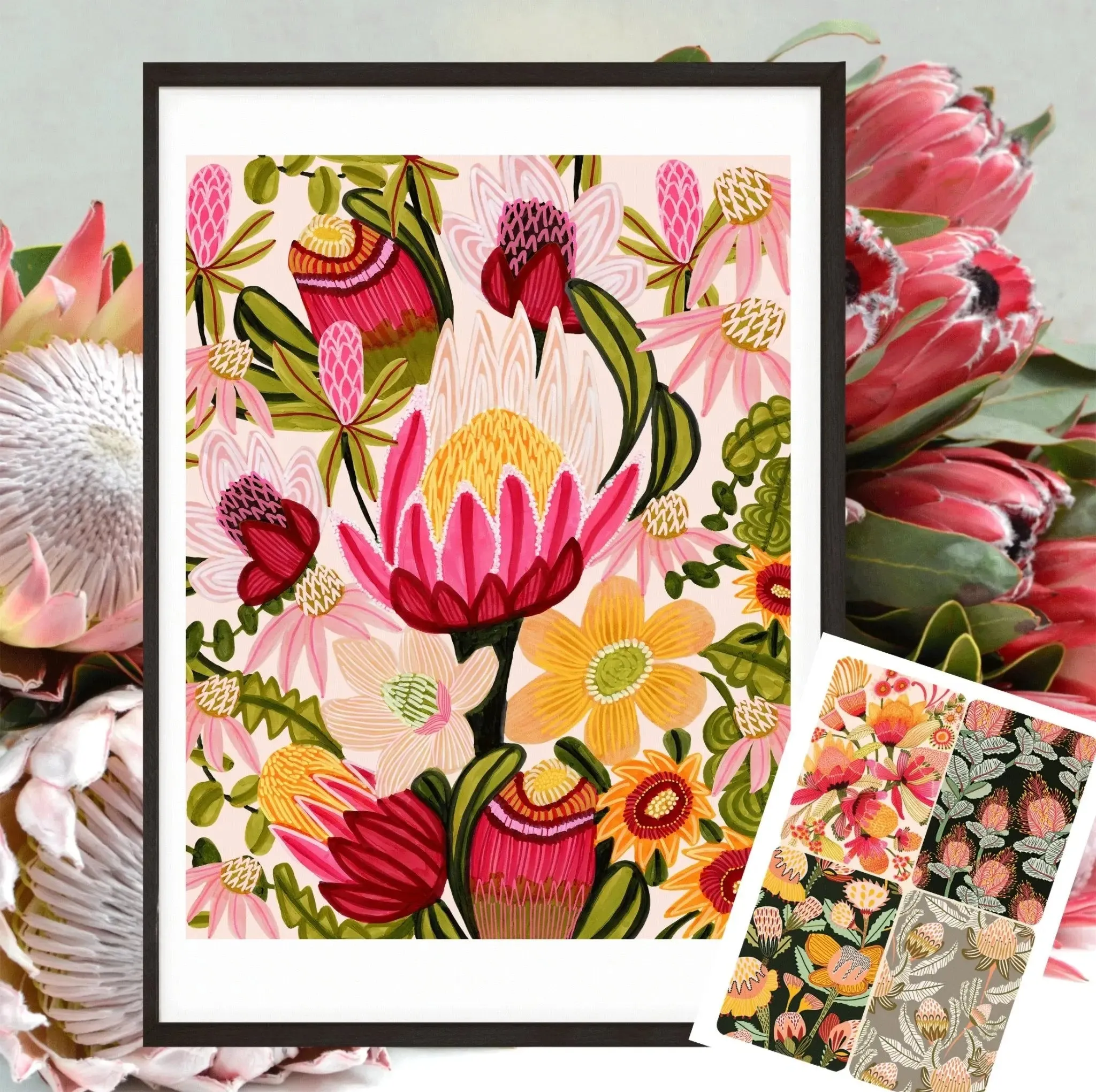 Australian Flowers Wall Art Gift Set