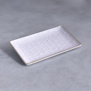 Beatriz Ball Thanni Croc Mini Tray in White and Gold