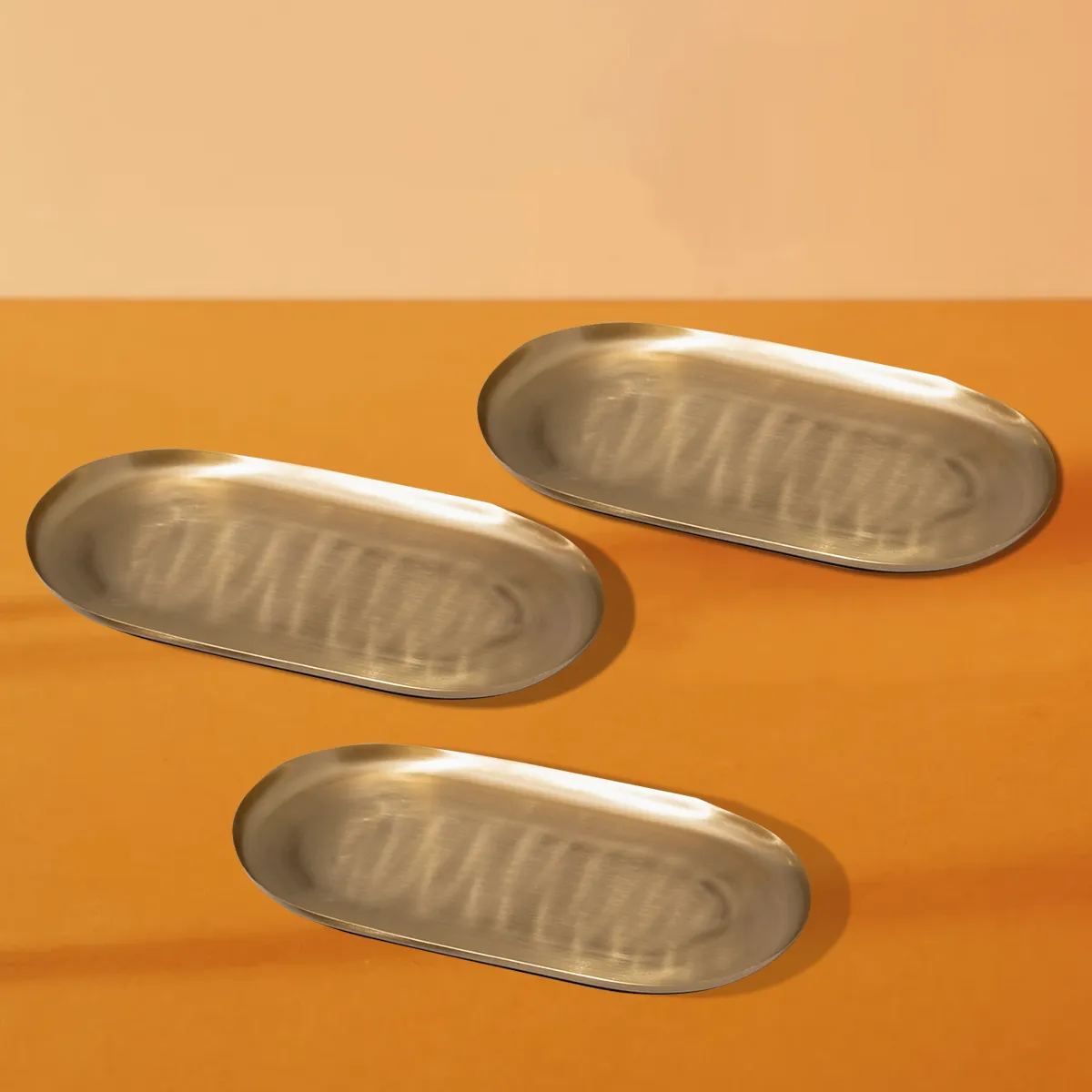 Brass Platters | Set of 3 | Handcrafted | Serving Tray Sets |  Gift Box