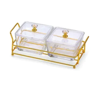 BT Shalom Gold Lucite Square Bowls 3pc