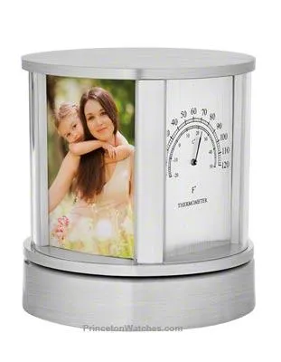 Bulova President Desk Clock & Weather Station - Thermometer - Picture Holder