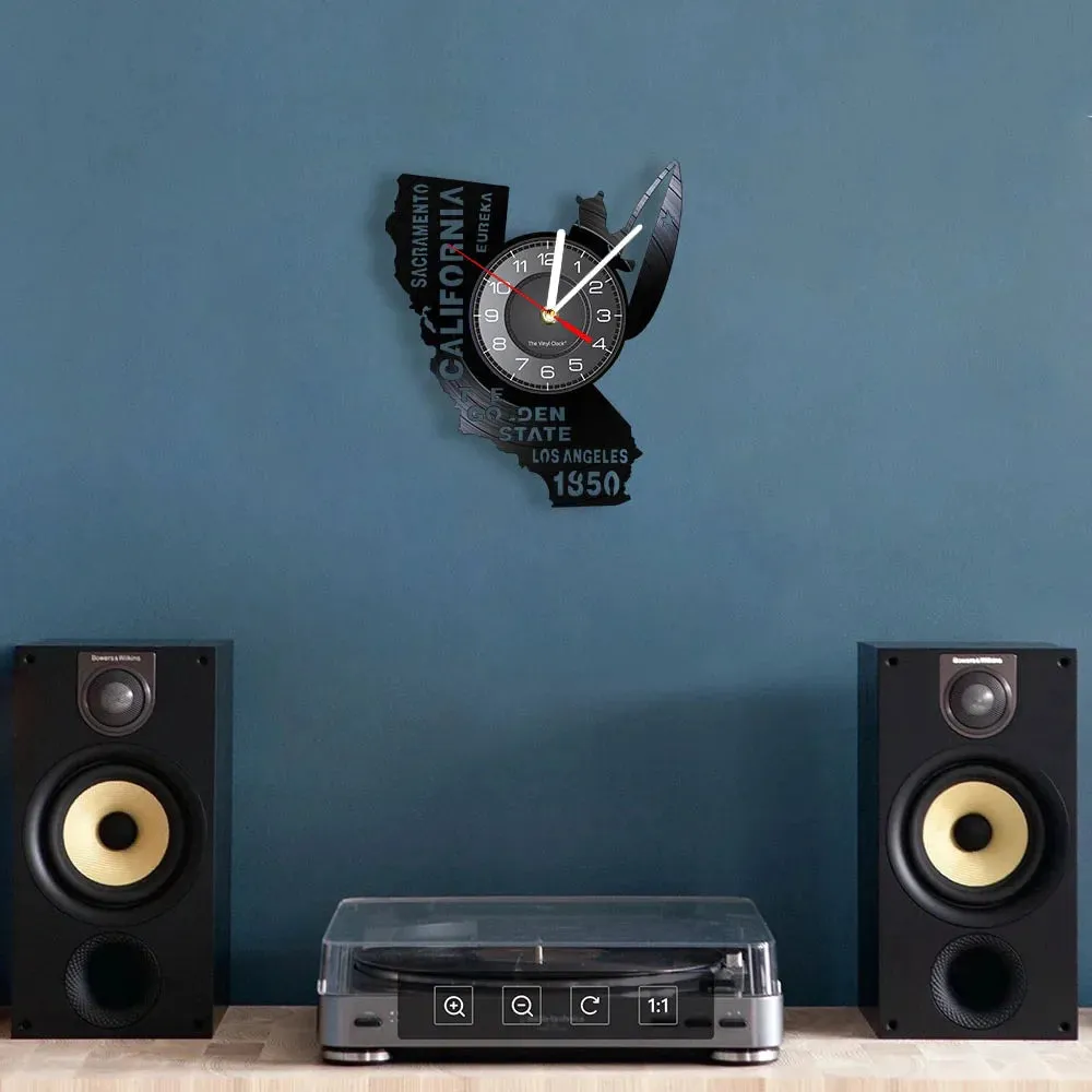 California State Vinyl Record Wall Clock
