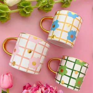 Carla Dinnage Tartan & Bloom Ceramic Mug (Pink)