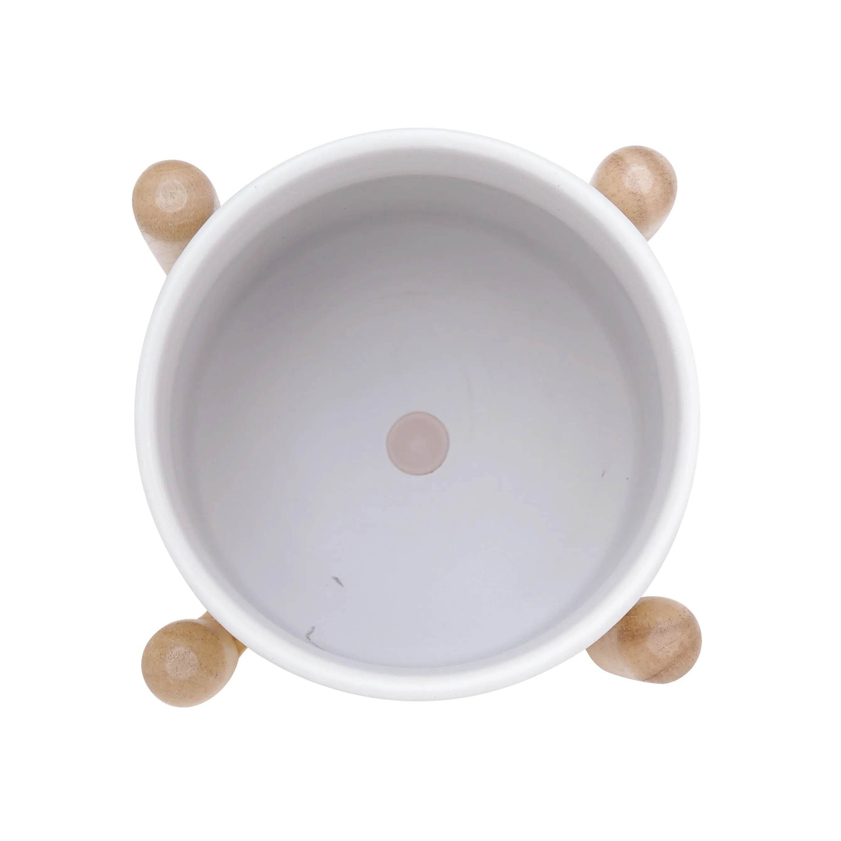 Ceramic and Wood Planter & Stand Set