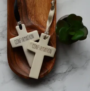 Ceramic Cross Confirmation with Black ribbon by Dimbleby
