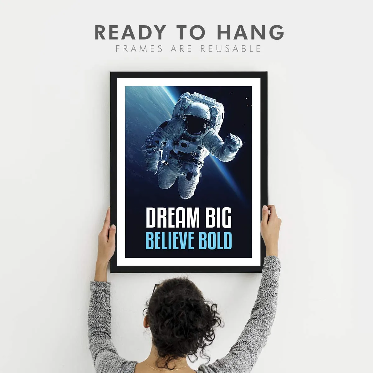 Chaka Chaundh - Astronaut poster with frame - Dream Quotes Frames - Space poster - Framed Posters with Frame – Motivational Quotes Wall Frames for Office, Student and Study Room - Photos with Quotes - (14 X 11 Inches)