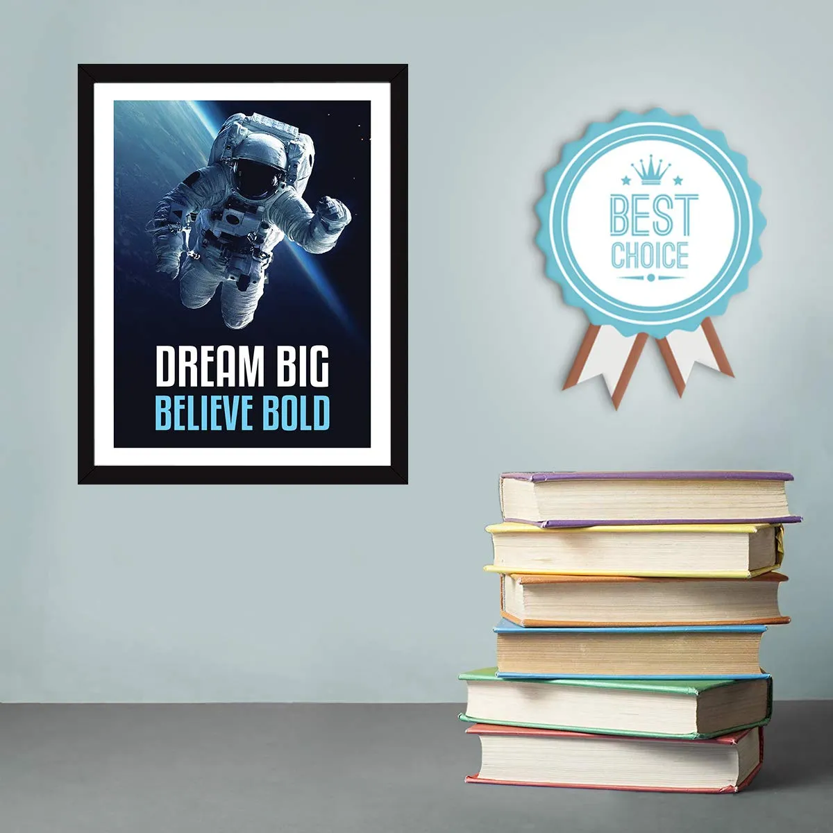 Chaka Chaundh - Astronaut poster with frame - Dream Quotes Frames - Space poster - Framed Posters with Frame – Motivational Quotes Wall Frames for Office, Student and Study Room - Photos with Quotes - (14 X 11 Inches)