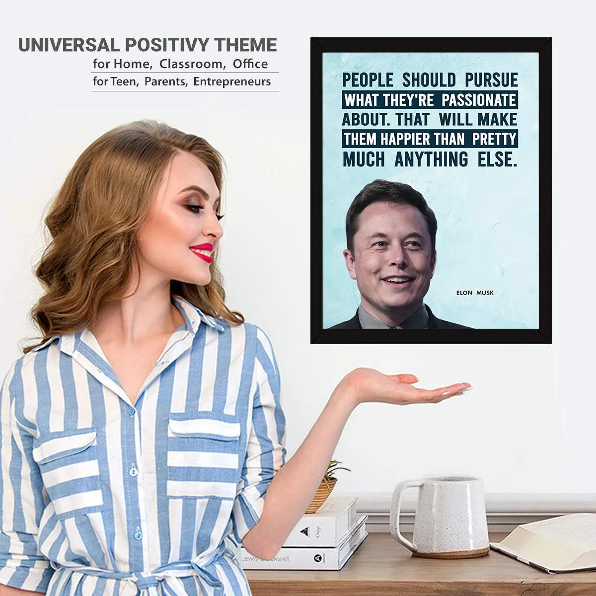 Chaka Chaundh - Elon Musk Framed Posters - Motivational Quotes Frames - Poster With Frame - Elon Musk Frame – Quotes Wall Frames - (13.5 X 10.5 Inches)