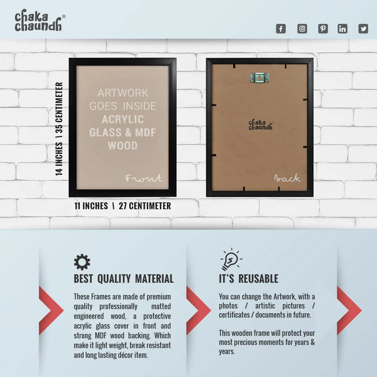 Chaka Chaundh - Office Quotes Frames - Motivational Teamwork Quotes Wall Frames - Brand Business Quotes Wall Frame (13.6 X 10.6 Inches)