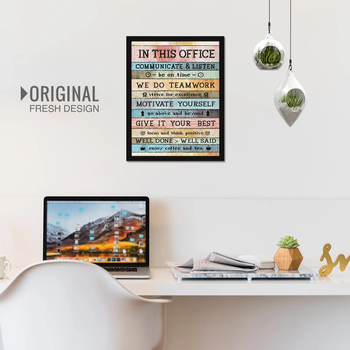 Chaka Chaundh - Office Rules Wall Decor Item - Motivational Office Rules Quotes Wall Frames - Business Rules Quotes Wall Frame - (14 X 11 Inches)