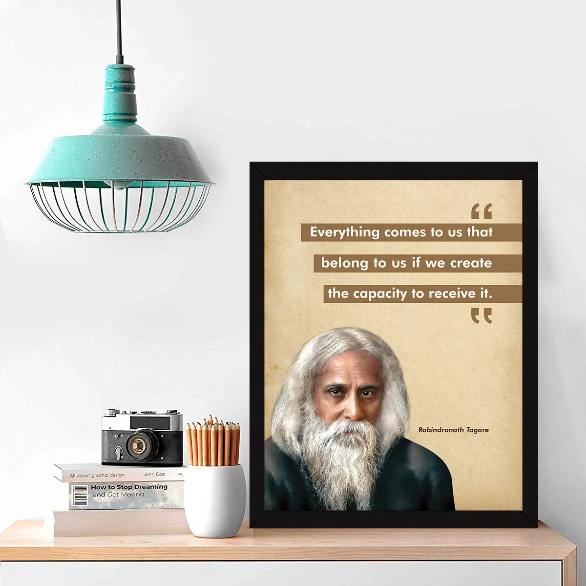 Chaka Chaundh - Rabindranath Tagore Photo Frame - motivational quotes frames - poster with frame - Rabindranath Poster – Quotes wall frames - (13.5 X 10.5 Inches)
