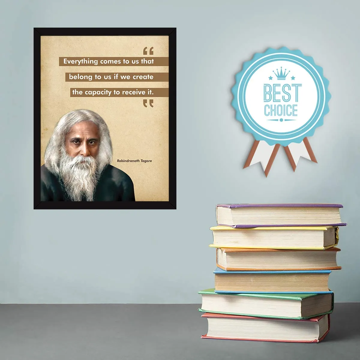 Chaka Chaundh - Rabindranath Tagore Photo Frame - motivational quotes frames - poster with frame - Rabindranath Poster – Quotes wall frames - (13.5 X 10.5 Inches)