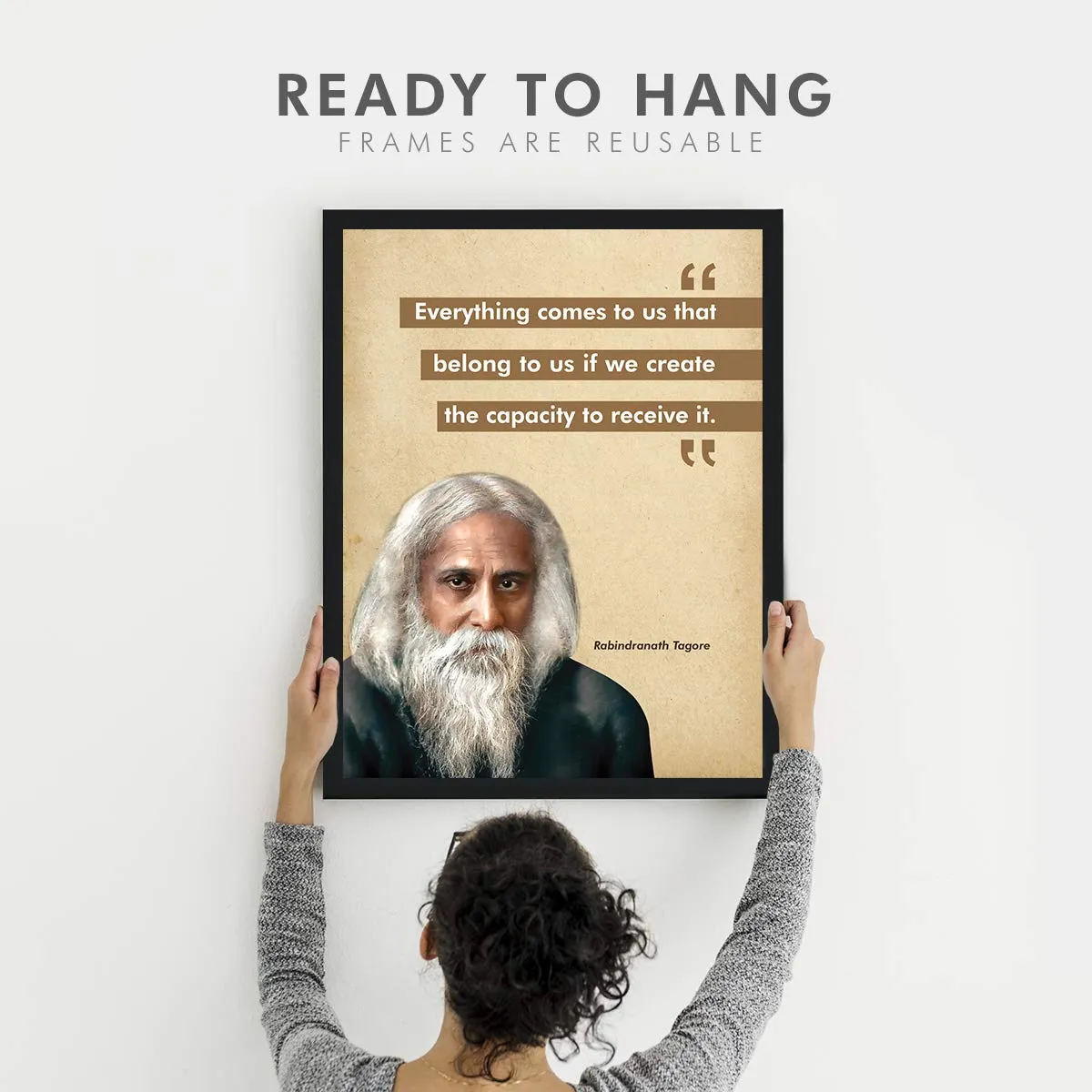 Chaka Chaundh - Rabindranath Tagore Photo Frame - motivational quotes frames - poster with frame - Rabindranath Poster – Quotes wall frames - (13.5 X 10.5 Inches)