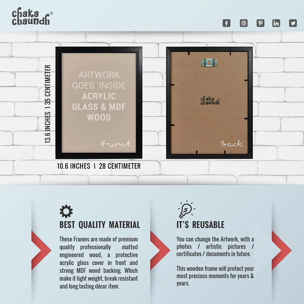 Chaka Chaundh - Rabindranath Tagore Photo Frame - motivational quotes frames - poster with frame - Rabindranath Poster – Quotes wall frames - (13.5 X 10.5 Inches)