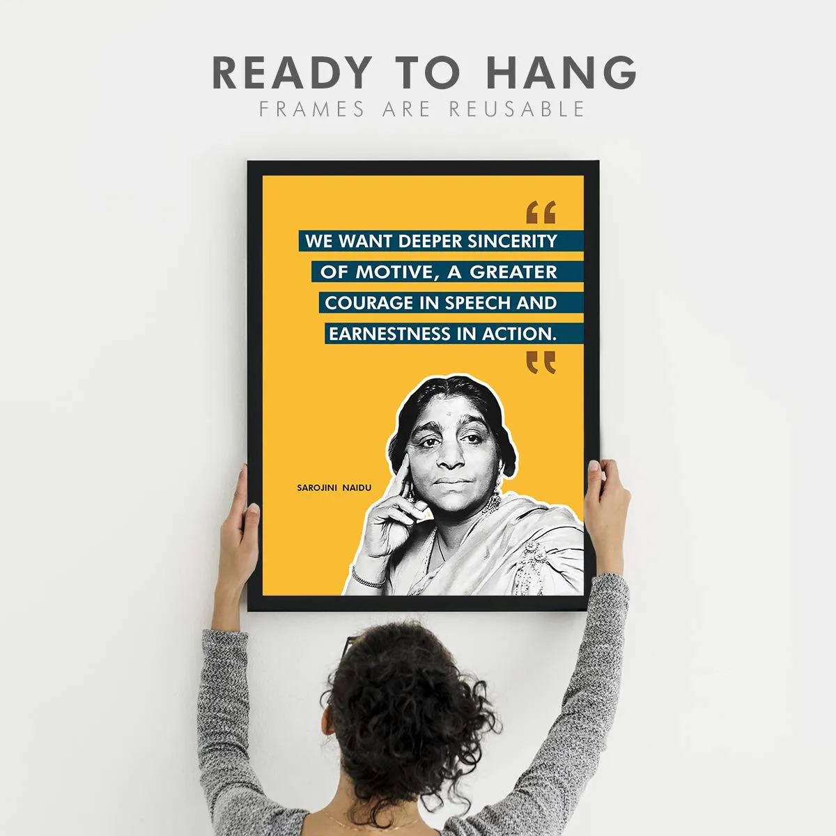 Chaka Chaundh - Sarojini Naidu Quotes poster - motivational quotes frames - poster with frame - Sarojini Naidu Frame – Inspirational Quotes wall framed Posters - (13.6 X 10.6 Inches)