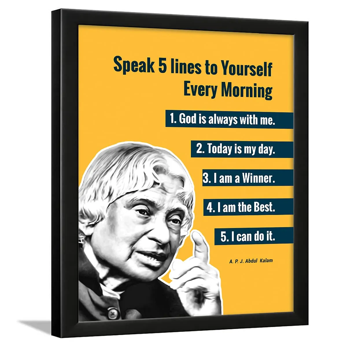 Chaka Chaundh - Suitable Abdul kalam photo frames for wall - motivational quotes frames - poster with frame - Abdul kalam poster for wall – Quotes wall frames - (14 X 11 Inches) (Yellow-APJ), Acrylic